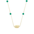 GOLD CHAIN 18K WITH OPAL AND GREEN AGATE STONES