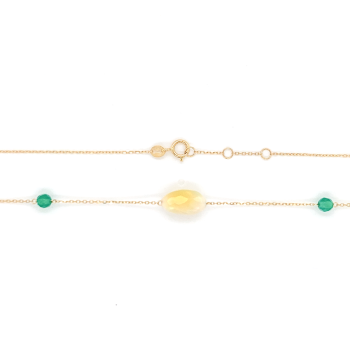 GOLD CHAIN 18K WITH OPAL AND GREEN AGATE STONES