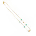 GOLD CHAIN 18K WITH OPAL AND GREEN AGATE STONES