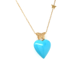 GOLD CHAIN 18K WITH TURQUOISE STONE ( HEART SHAPE )