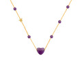 18K Gold (BEAUTY) HEART chain with Amethyst stone