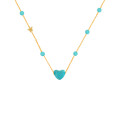 18K Gold (BEAUTY) HEART chain with Turquoise stones