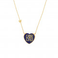 Gold chain 18k with I CAN pendant heart shape on lapis stone