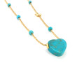 18K Gold (BEAUTY) HEART chain with Turquoise stones
