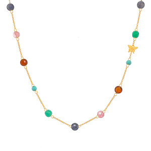GOLD CHAIN 18k WITH STONES AND TURQUOISE