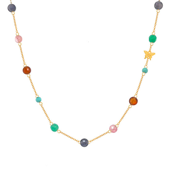 GOLD CHAIN 18k WITH STONES AND TURQUOISE GOLD CHAIN 18k WITH STONES AND TURQUOISE