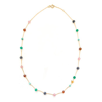 GOLD CHAIN 18k WITH STONES AND TURQUOISE