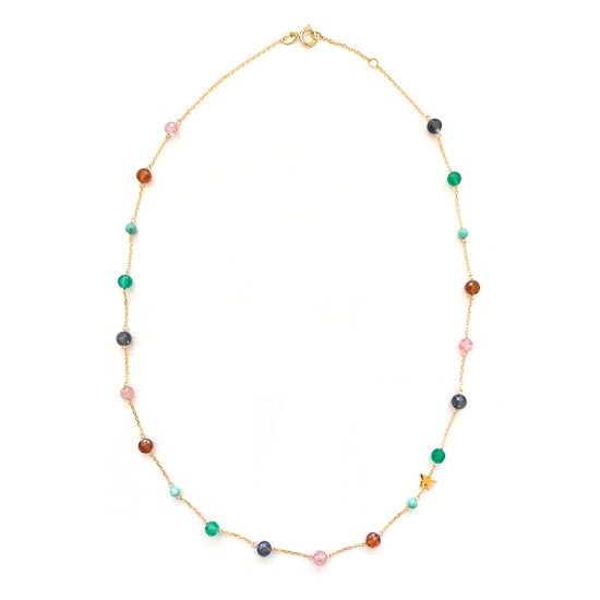 GOLD CHAIN 18k WITH STONES AND TURQUOISE GOLD CHAIN 18k WITH STONES AND TURQUOISE