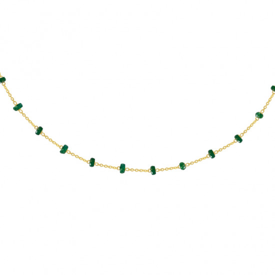 Gold chain 18k with  Emerals stones 