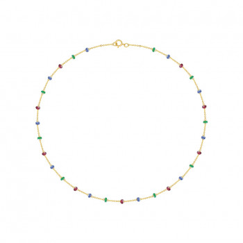 GOLD CHAIN 18K WITH EMERALS , Sapphire AND RUBI 