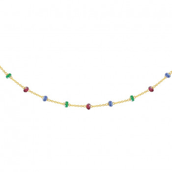 GOLD CHAIN 18K WITH EMERALS , Sapphire AND RUBI 