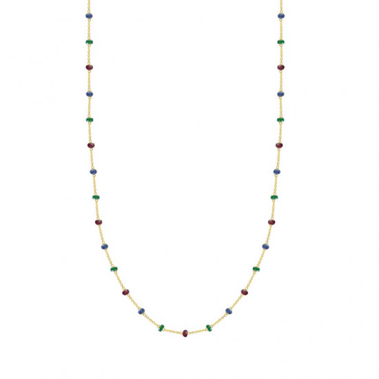 GOLD CHAIN 18K WITH EMERALS , Sapphire AND RUBI 
