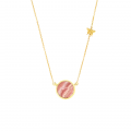 GOLD CHAIN 18K WITH A ROHODOCHROSITE STONE