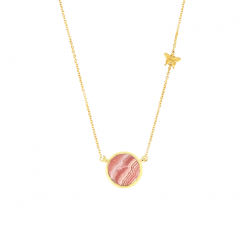 GOLD CHAIN 18K WITH A ROHODOCHROSITE STONE