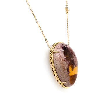 Gold chain 18k with Fire Opal 