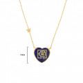 Gold chain 18k with I CAN pendant heart shape on lapis stone