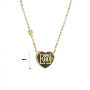 GOLD CHAIN WITH I CAN PENDANT HEART SHAPE ON BLACK SEASHELL