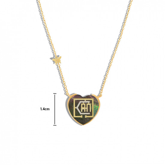 GOLD CHAIN WITH I CAN PENDANT HEART SHAPE ON BLACK SEASHELL