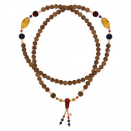 agarwood bearish with amber , tiger eye , lapis and red agate 