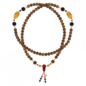 agarwood bearish with amber , tiger eye , lapis and red agate 