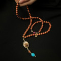 Agate Bearish with Turqoise, Ruby, Multycolor Moonstone and Wood
