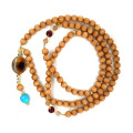 Agate Bearish with Turqoise, Ruby, Multycolor Moonstone and Wood