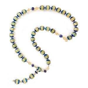 GOLD PLATED BLUE AMBER BEARISH WITH CITRINE AND LAPIS