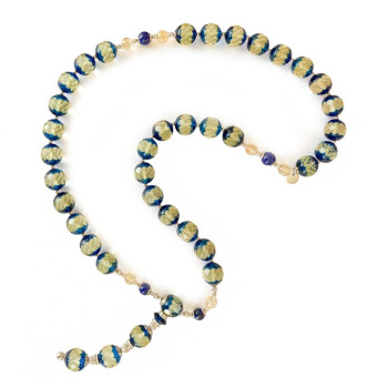 GOLD PLATED BLUE AMBER BEARISH WITH CITRINE AND LAPIS