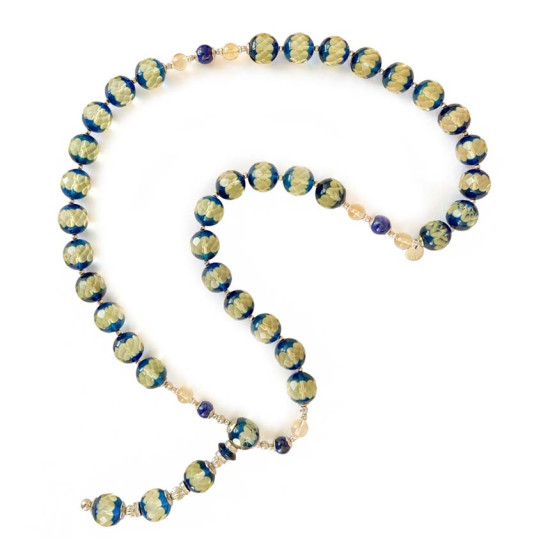 GOLD PLATED BLUE AMBER BEARISH WITH CITRINE AND LAPIS GOLD PLATED BLUE AMBER BEARISH WITH CITRINE AND LAPIS