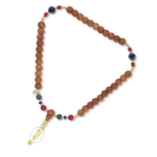 ( ALLAH ) GOD NAME BEARISH WITH RED AGATE  , GREEN JAD , BLOOD STOONE  AND COKE WOOD