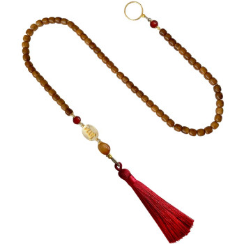 BEARISH IN THE NAME OF AL-JALALAH -ALLAH WITH RED , ORANGE AGATE AND COKE WOOD