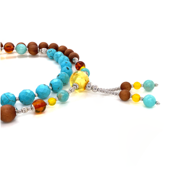 HALOLITE BEARISH WITH AMBER , AMAZONITE AND SANDAL WOOD