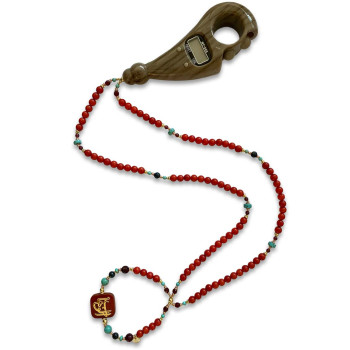 ELECTRONIC BEARISH IN THE NAME OF AL-JALALAH - ALWAHHAB WITH RED AGATE, RUBY AGATE,CORAL AND TURQUOISE