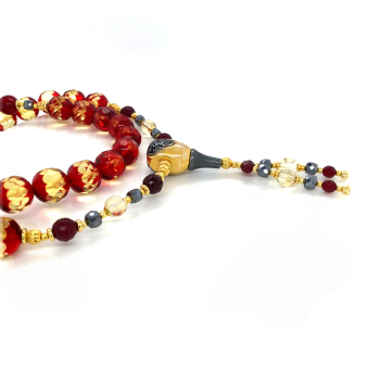 GOLD 18K PLATED AMBER BEARISH WITH RUBI AGATE , CITRINE AND HAMATITE 