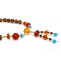 AMBER BEARISH WITH TURQUOISE , RED AGATE AND COKE WOOD