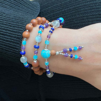 TURQUOISE BEARISH WITH AMETHYST, AMAZONITE, LAPIS LAZULI AND SANDALWOOD