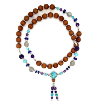 TURQUOISE BEARISH WITH AMETHYST, AMAZONITE, LAPIS LAZULI AND SANDALWOOD