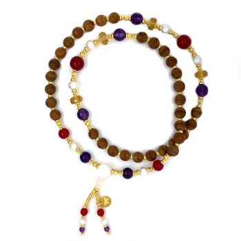 AMETHYST BEARISH WITH PEARLS, RUBY AGATE, CITRINE AND OUD WOOD