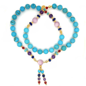 TURQUOISE BEARISH WITH AMETHYST, LAPIS LAZULI, RED AGATE AND KAYANITE