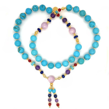 TURQUOISE BEARISH WITH AMETHYST, LAPIS LAZULI, RED AGATE AND KAYANITE