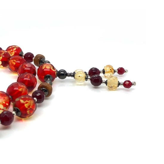 RED AMBER TASBIH WITH CITRINE AND RUBY AGATE