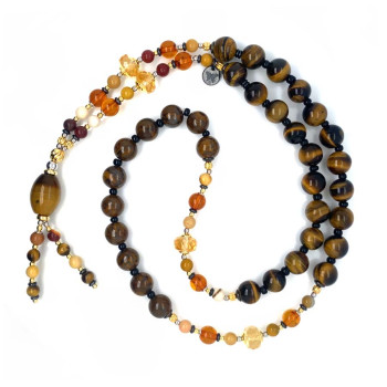 TIGER EYE MISBAHA WITH MULTI-COLOR JASPER, AMBER, AND CITRINE