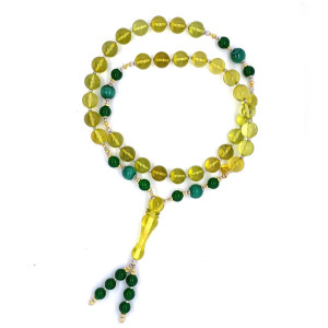 CARIBBEAN GREEN AMBER BEARISH WITH MALACHITE, GREEN AGATE, AMBER