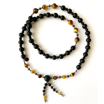 BLACK MATT ONYX BEARISH WITH HEMATITE AND TIGEREYE 