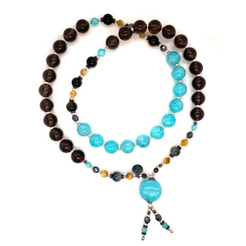 AMAZONITE BEARISH WITH HEMNITE, TIGER EYE, OBSIDIAN, SOME QUARTZ