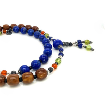 SAPPHIRE BEARISH WITH LAPIS, AMBER AND BURHANITE