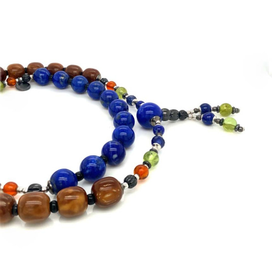 SAPPHIRE BEARISH WITH LAPIS, AMBER AND BURHANITE