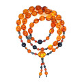 OVAL AMBER ROSARY WITH MATTE AMBER & AGATE
