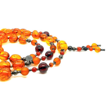 OVAL AMBER ROSARY WITH MATTE AMBER & AGATE OVAL AMBER ROSARY WITH MATTE AMBER & AGATE