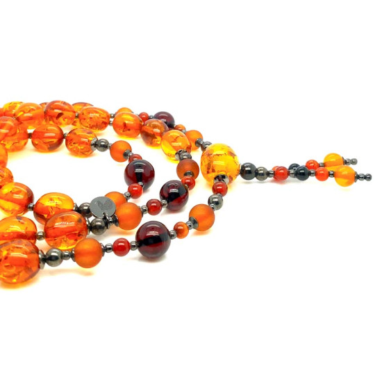 OVAL AMBER ROSARY WITH MATTE AMBER & AGATE
